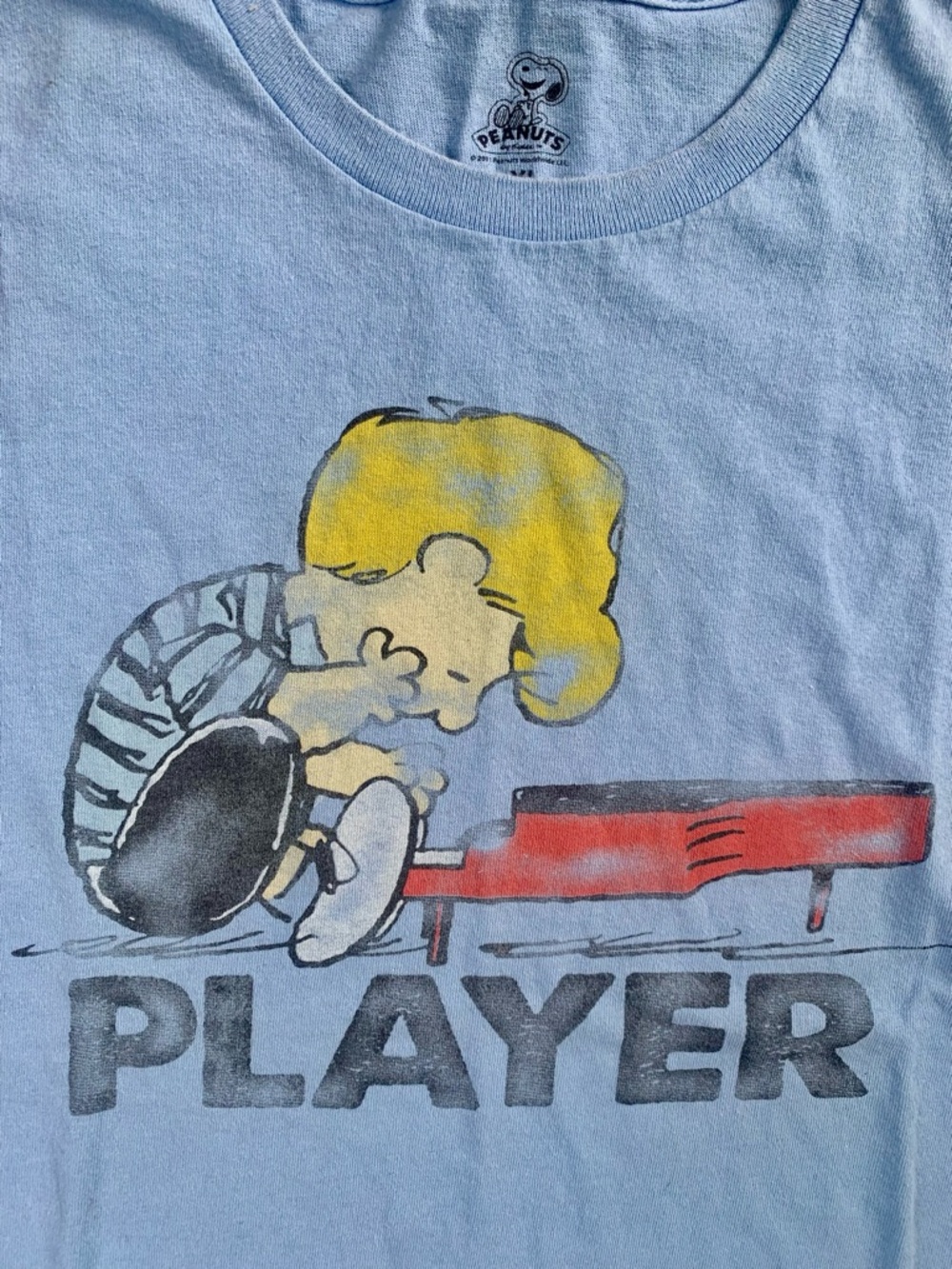 Peanuts Light Blue 'PLAYER' Graphic Tee Schroeder Playing the Piano - Picture 2 of 4